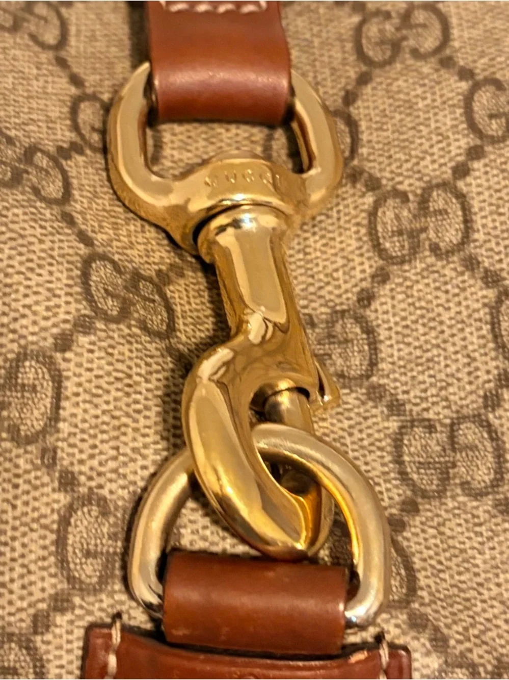 Gucci GG Canvas Shoulder Bag with Leather Trim | Dust Bag Included
